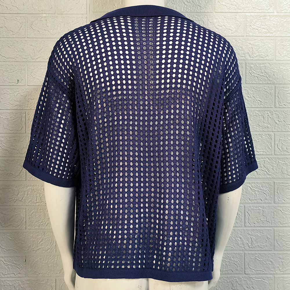 2024 Herren-Revers-Strickpullover mit kurzen Ärmeln