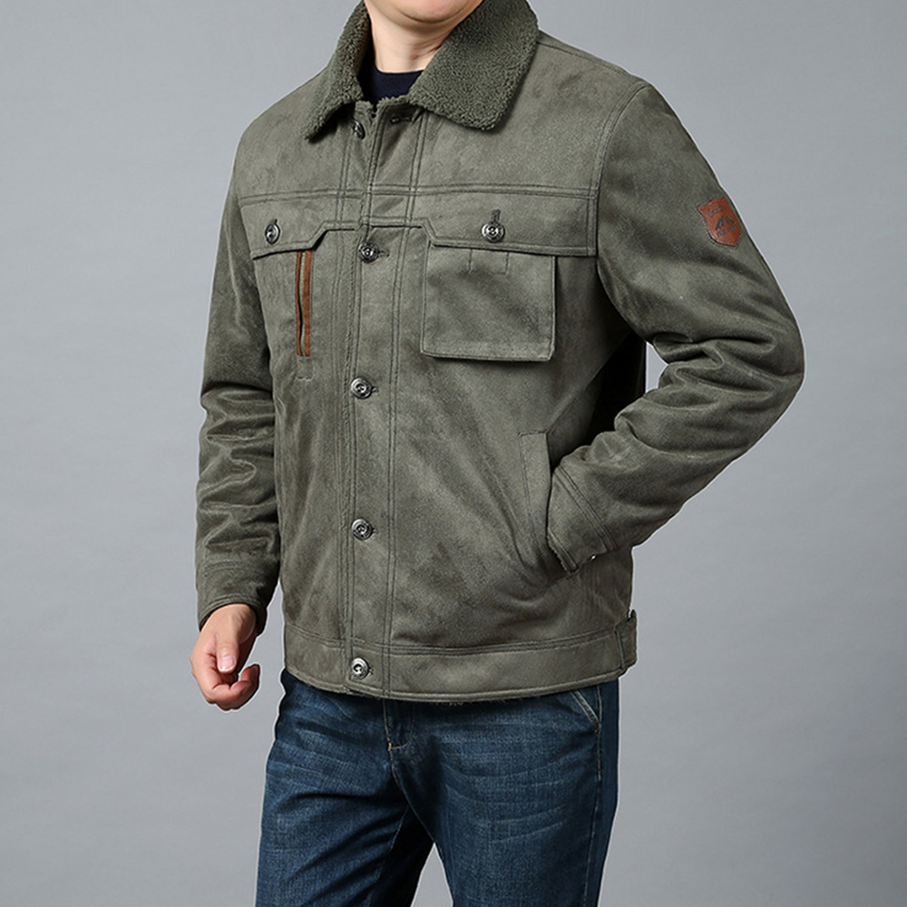  Herren-Winterjacke aus Plüsch-Wildleder