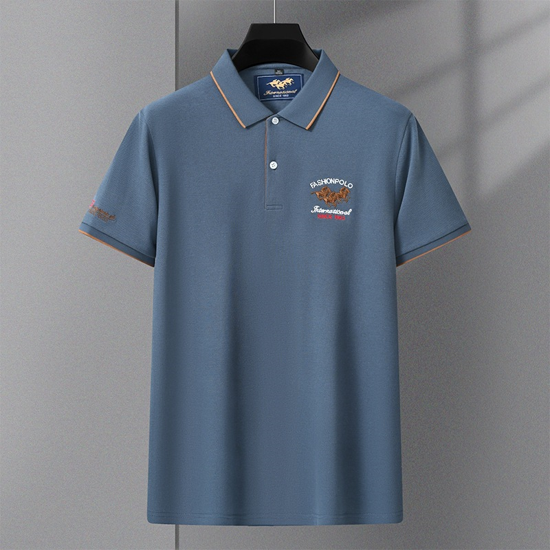 Neue Sommer Bestickte Kurzarm Business-Mode Herren Casual Poloshirt