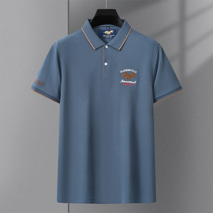 Neue Sommer Bestickte Kurzarm Business-Mode Herren Casual Poloshirt