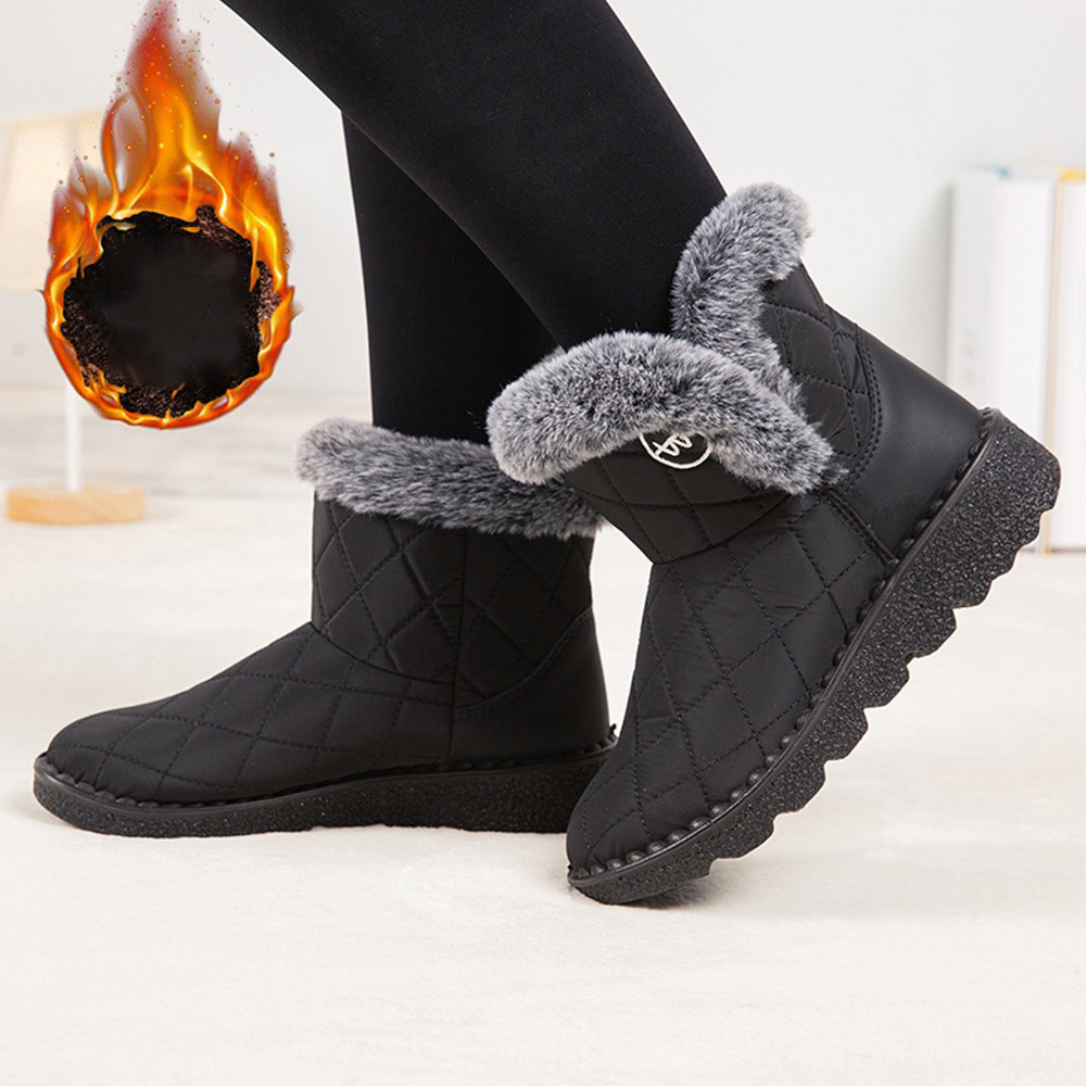 Damen-High-Top-Stiefel aus Fleece-Baumwolle