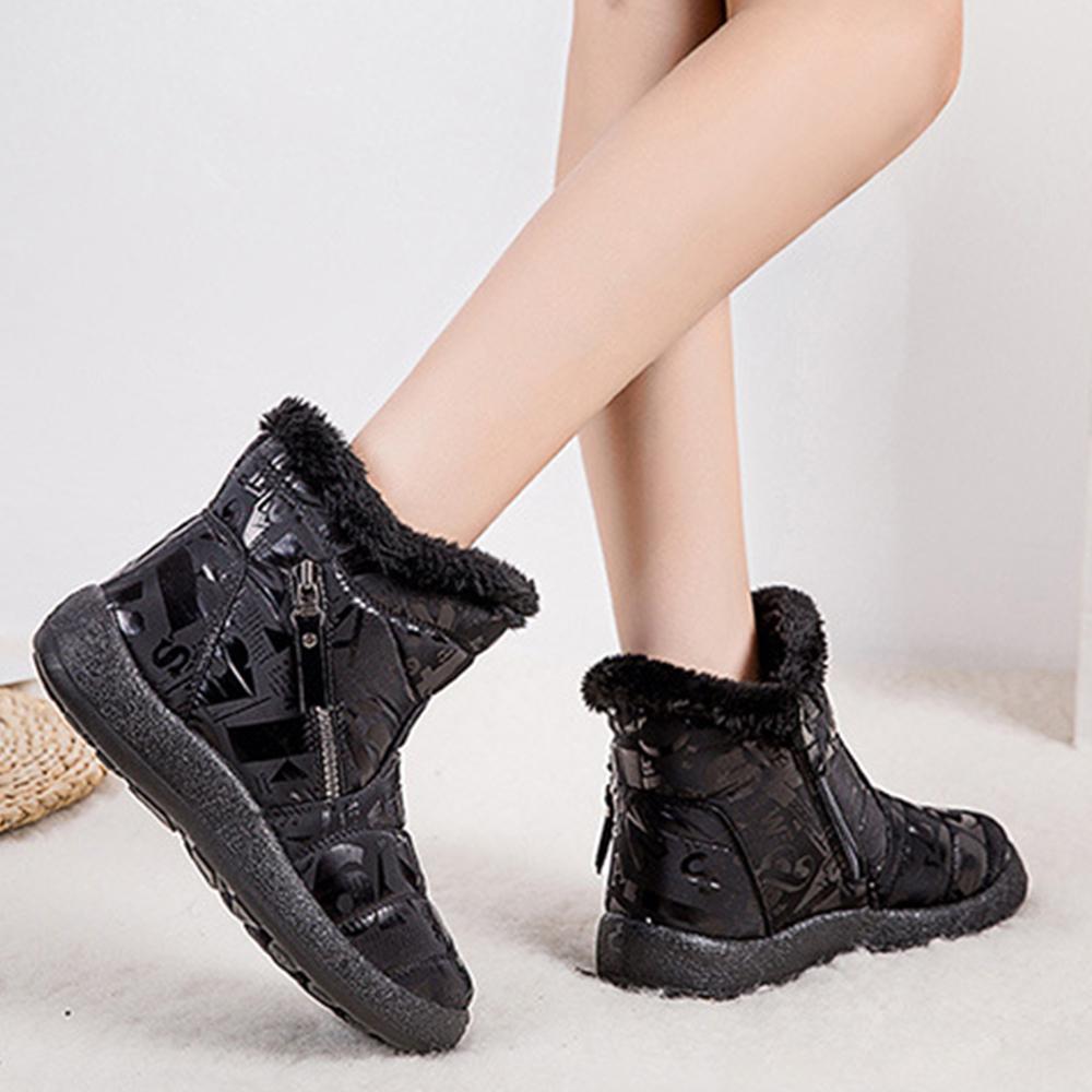 Damen Doppelreißverschluss Kurzschlauch Warme Stiefel