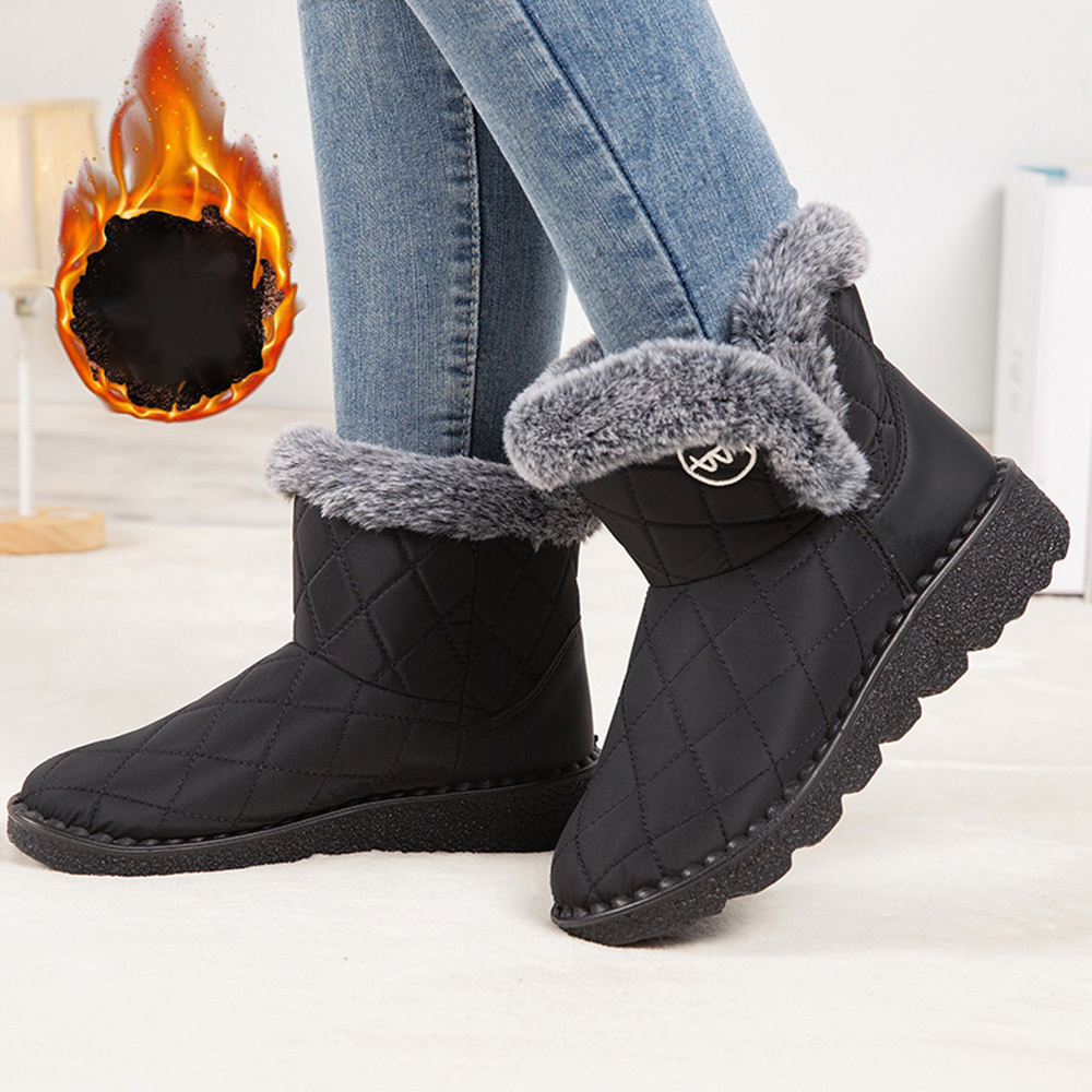 Damen-High-Top-Stiefel aus Fleece-Baumwolle