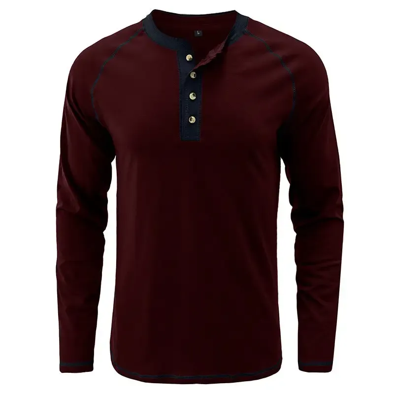 T-Shirt aus weichem Baumwollstoff mit Henley-Kragen