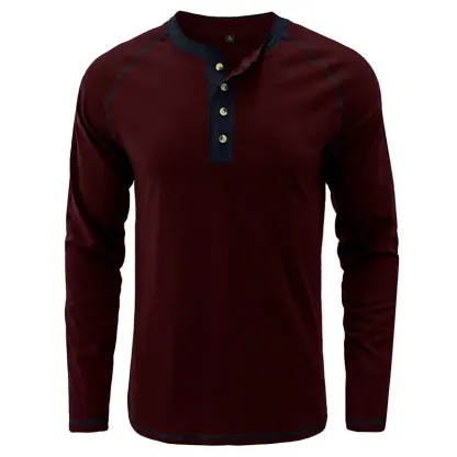 T-Shirt aus weichem Baumwollstoff mit Henley-Kragen