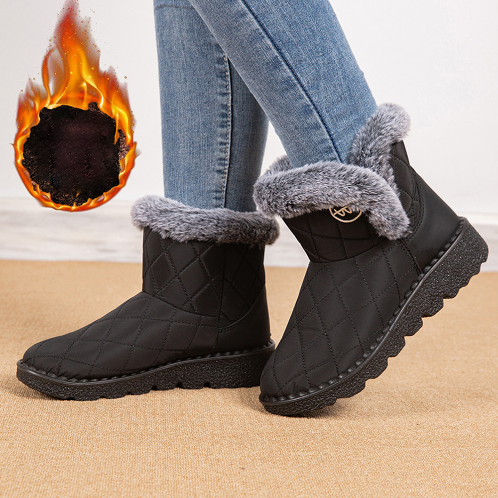 Damen-High-Top-Stiefel aus Fleece-Baumwolle