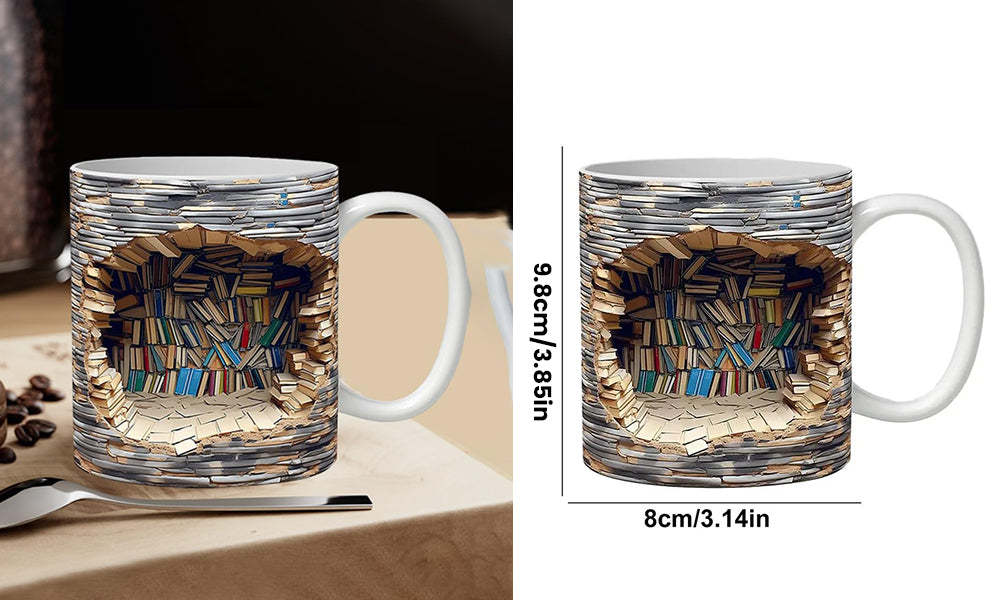 🔥2025 Heißer Verkauf!🔥Therling™ 3D Bücherregal Visueller Effekt Keramik Kaffeetasse