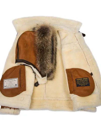 B-3 Shearling Whiskey-Jacke mit Kapuze