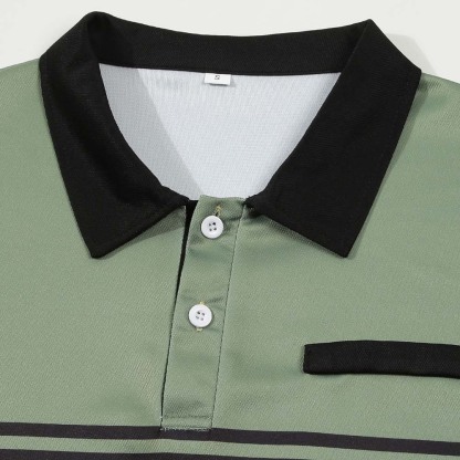 Therling Kurzarm-Poloshirt für Herren mit Farbblock-Streifen und Revers