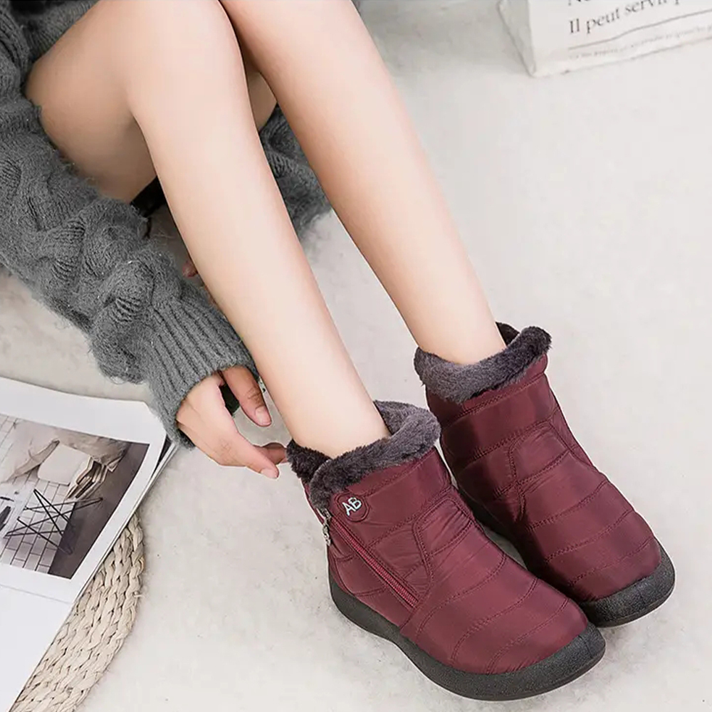 Warme Schneestiefel für Damen mit seitlichem Reißverschluss