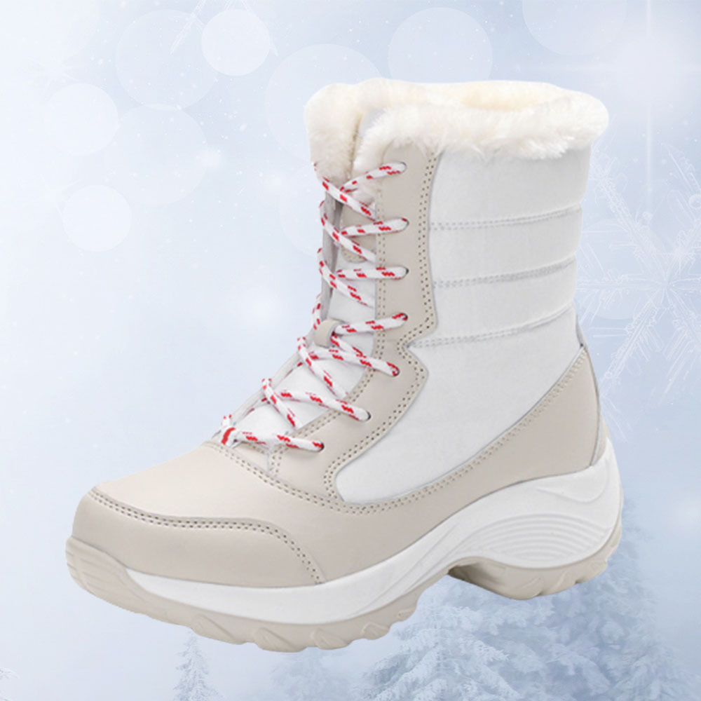 Hohe Damen-Schneestiefel aus Samt mit dicker Sohle für den Winter