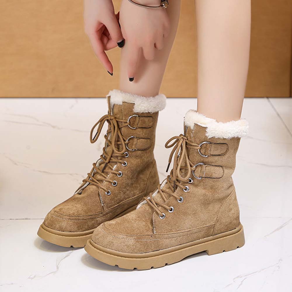 Neue warme und hoch geschnittene Fleece-Schneestiefel zum Schnüren