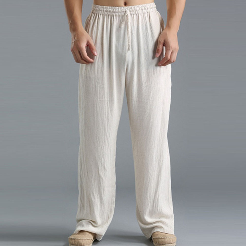 Herren-Sporthose, locker, lässig, Leinen, atmungsaktiv, für Herren