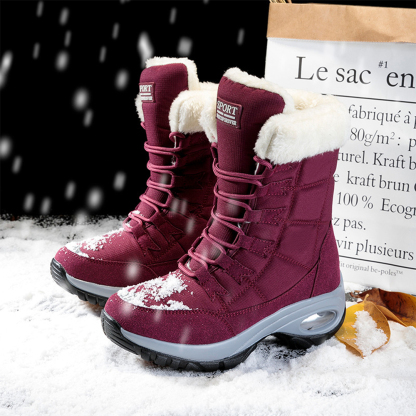 Hohe, rutschfeste Samt-Schneestiefel für Damen