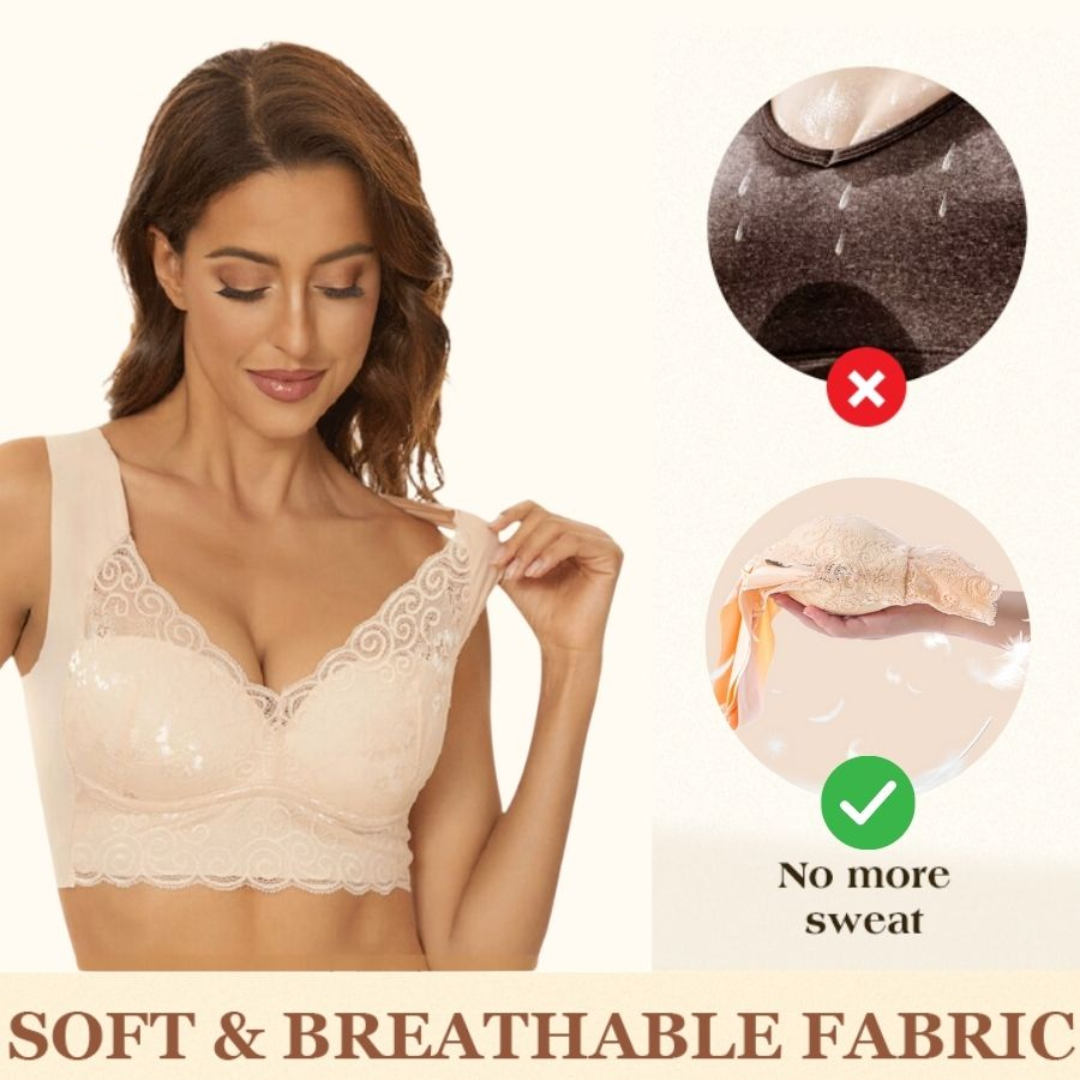 Nahtloser Kabellos Push-Up-Spitzen-BH Übergröße für Damen