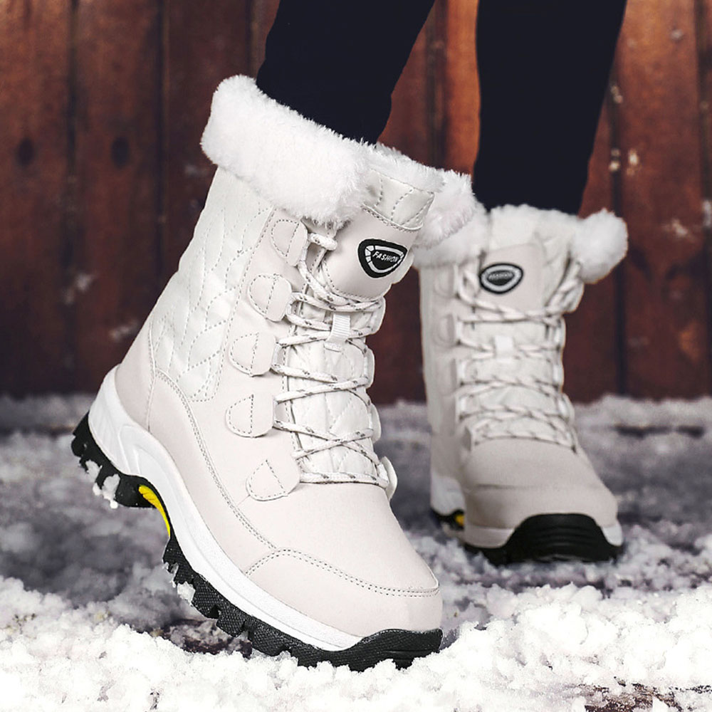 Winterverdickte und samtige High-Top-Schneestiefel für Damen