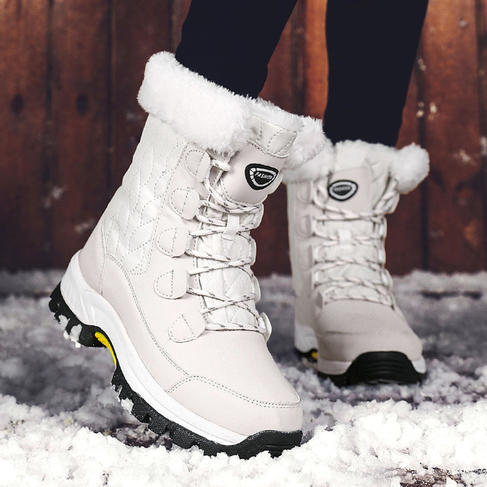 Winterverdickte und samtige High-Top-Schneestiefel für Damen
