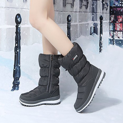 Damen-Schneestiefel mit dicker Sohle und mittelhohem Fleece aus Fleece