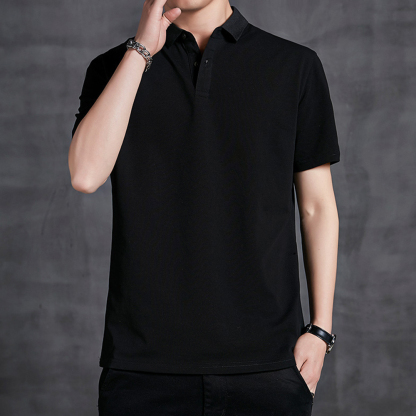 Therling™ POLO-Shirt für Herren, Revers, einfarbig, Business-Casual, kurze Ärmel