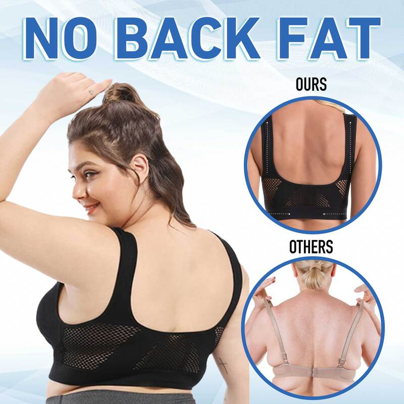 Nahtloser Kabelloser Atmungsaktiver Cool Liftup Air-Sport-BH aus Netzstoff in großer Größe für Damen
