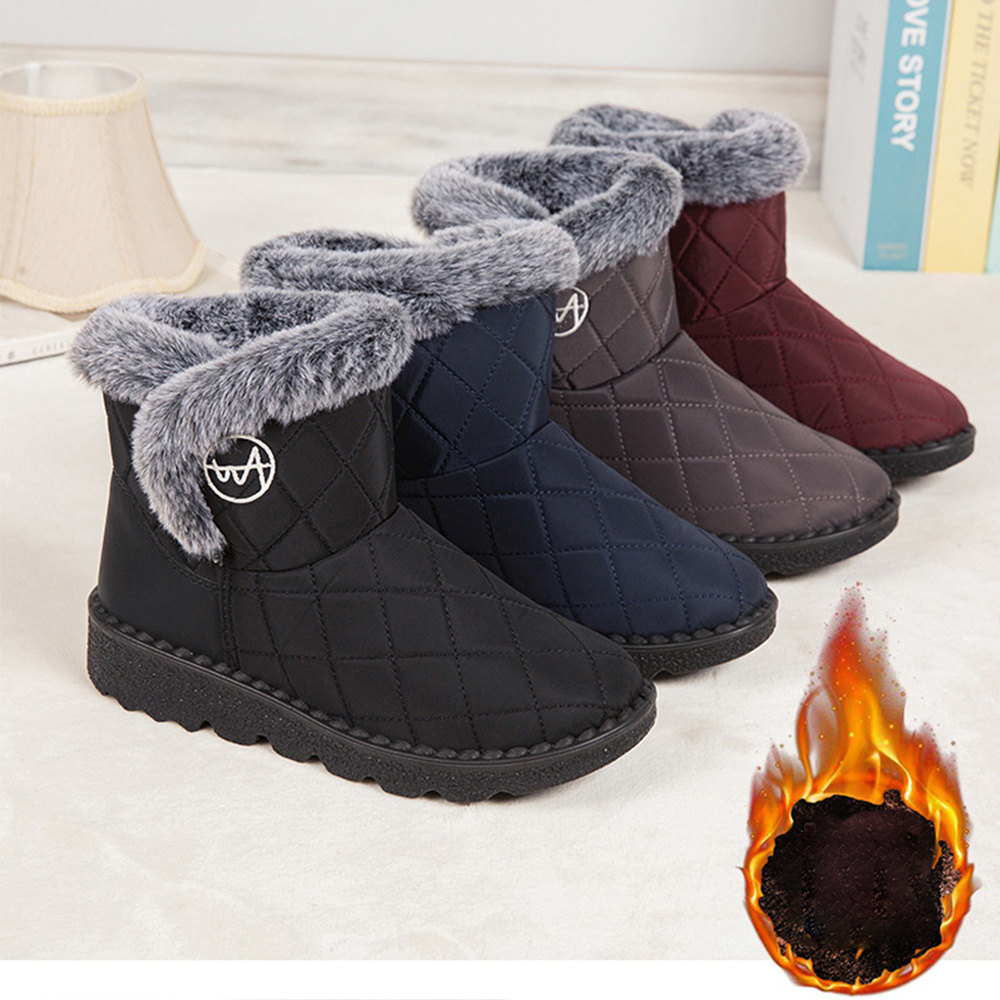 Damen-High-Top-Stiefel aus Fleece-Baumwolle