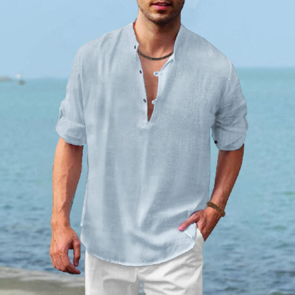 Herren-Henley-Langarmhemd aus Leinen