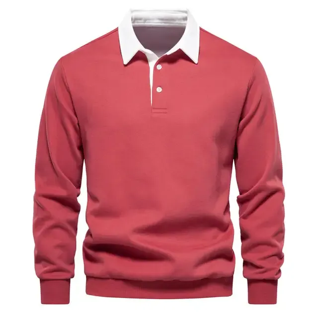 Neues Langarm-Revers-Poloshirt für Herren