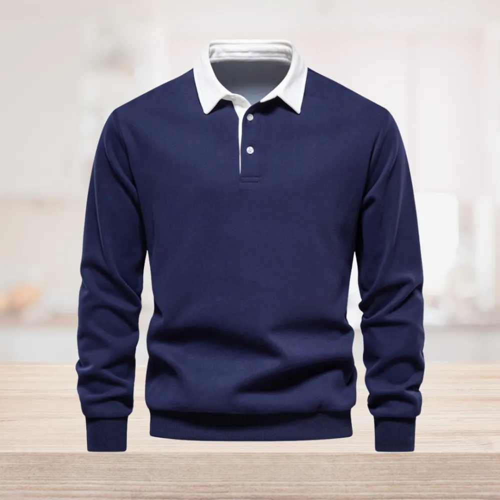 Neues Langarm-Revers-Poloshirt für Herren