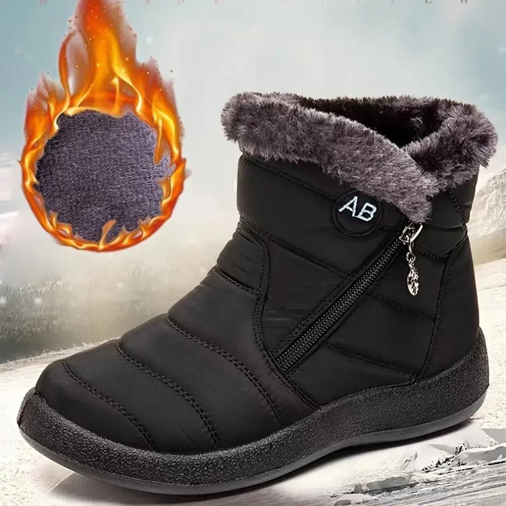 Warme Schneestiefel für Damen mit seitlichem Reißverschluss