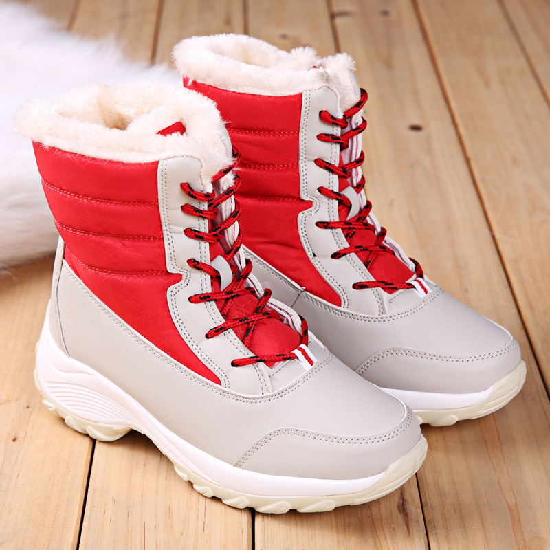 Hohe Damen-Schneestiefel aus Samt mit dicker Sohle für den Winter