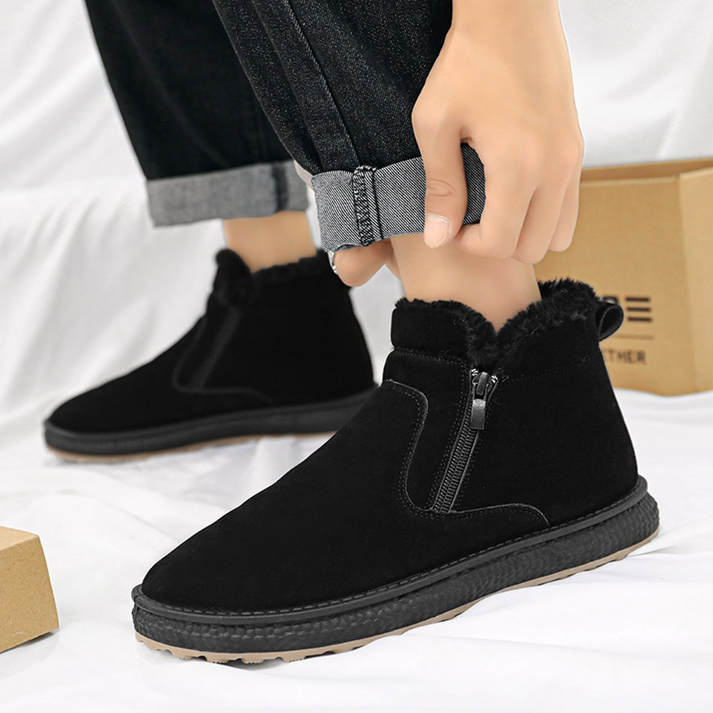 Rutschfeste, modische, warme Herren-Baumwollschuhe mit seitlichem Reißverschluss