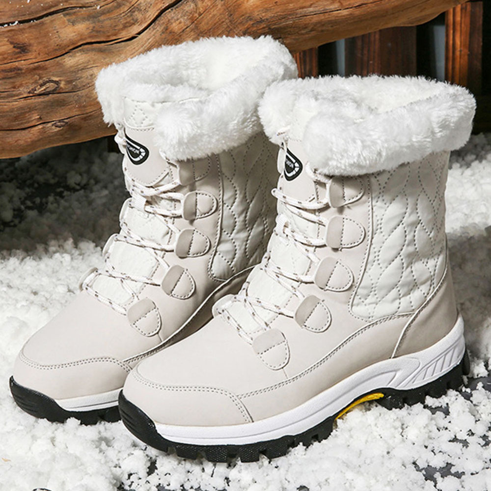 Winterverdickte und samtige High-Top-Schneestiefel für Damen