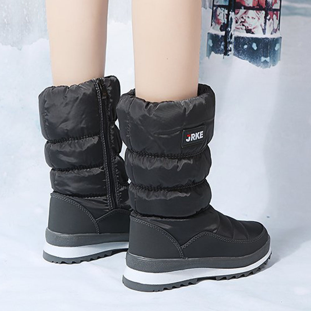 Damen-Schneestiefel mit dicker Sohle und mittelhohem Fleece aus Fleece