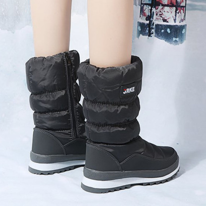 Damen-Schneestiefel mit dicker Sohle und mittelhohem Fleece aus Fleece