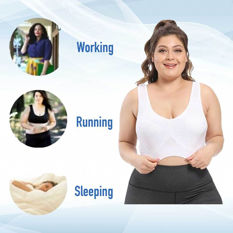 Nahtloser Kabelloser Atmungsaktiver Cool Liftup Air-Sport-BH aus Netzstoff in großer Größe für Damen