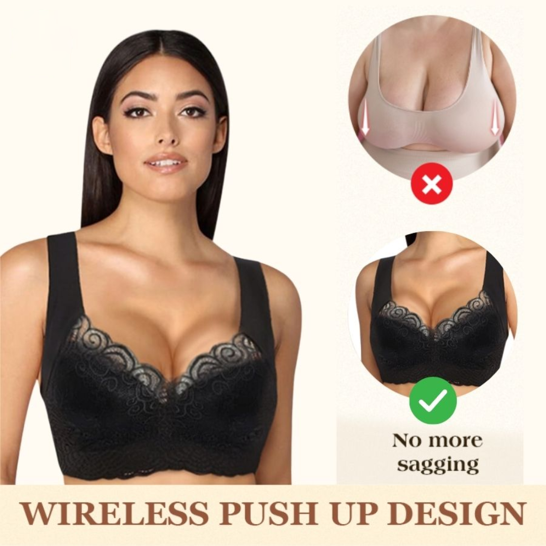 Nahtloser Kabellos Push-Up-Spitzen-BH Übergröße für Damen