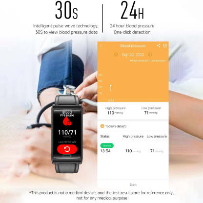 BCBEARSCOME BCE600 3-Kanal-EKG HRV Blutzucker Blutdruck Blutsauerstoff Schlaferkennung HD Bluetooth Smart Armband