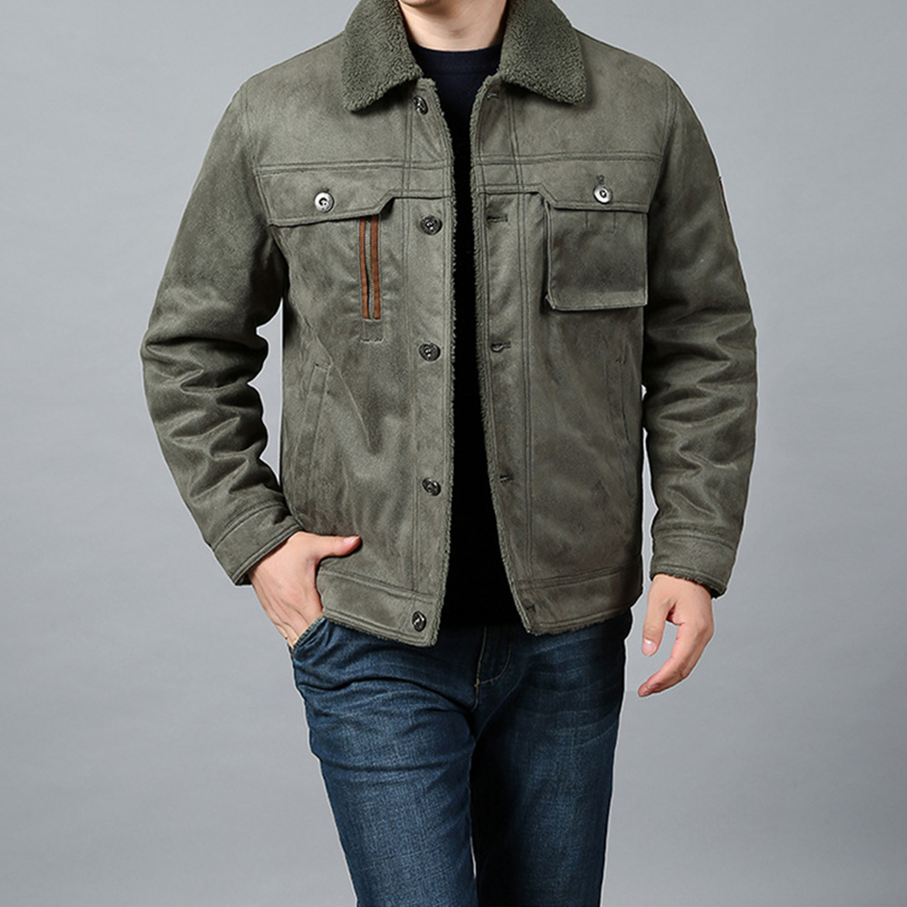  Herren-Winterjacke aus Plüsch-Wildleder