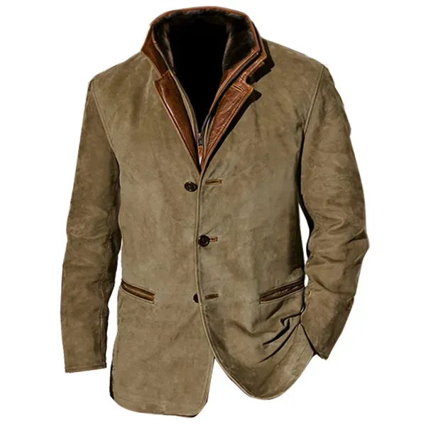 ⭐Frohes Neues Jahr 2024-Herrenjacke, Vintage-Fleece-Wildlederjacken, H