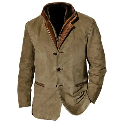⭐Frohes Neues Jahr 2024-Herrenjacke, Vintage-Fleece-Wildlederjacken, H