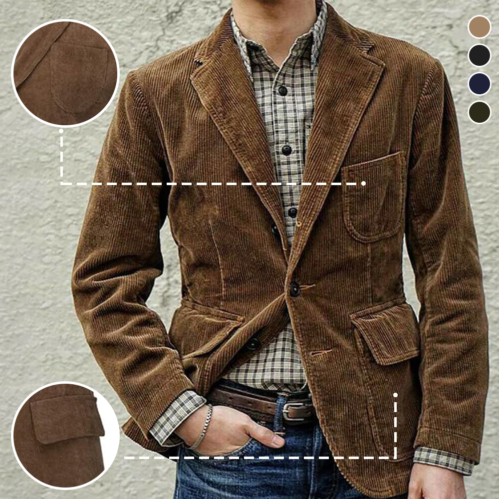  Lässige, modische, einfarbige Cord-Anzugjacke für Herren
