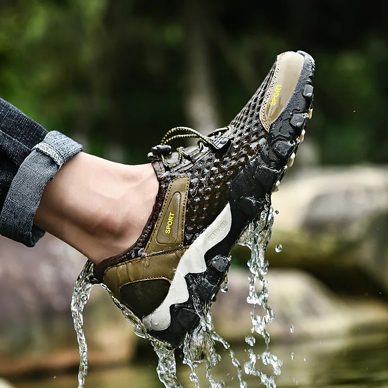 Atmungsaktive, rutschfeste Outdoor-Sneaker aus elastischem Mesh-Gewebe für Herren