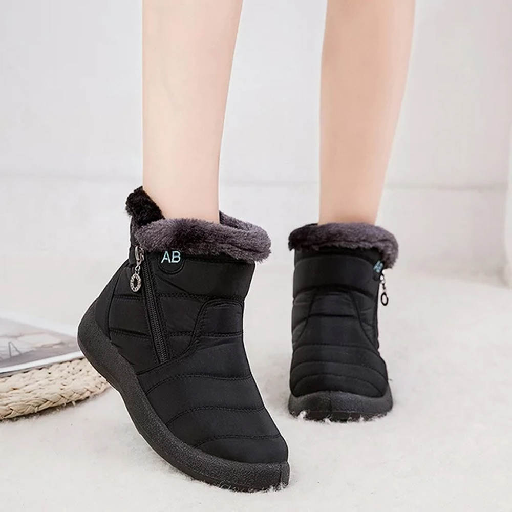 Warme Schneestiefel für Damen mit seitlichem Reißverschluss