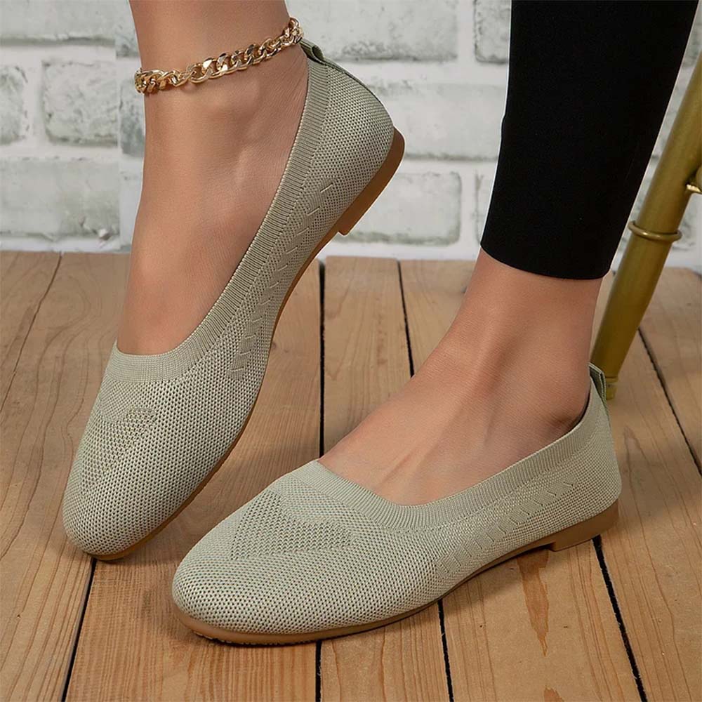 Gewebte, atmungsaktive, flache Freizeitschuhe für Damen
