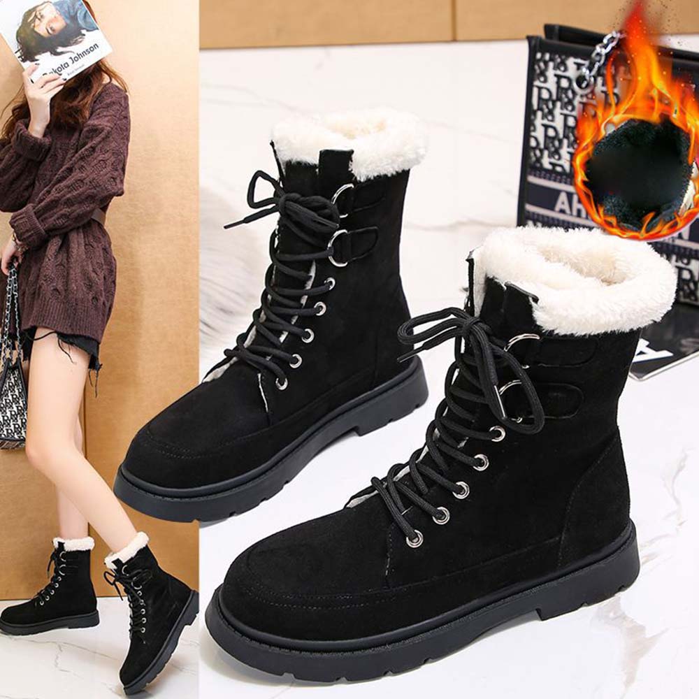 Neue warme und hoch geschnittene Fleece-Schneestiefel zum Schnüren