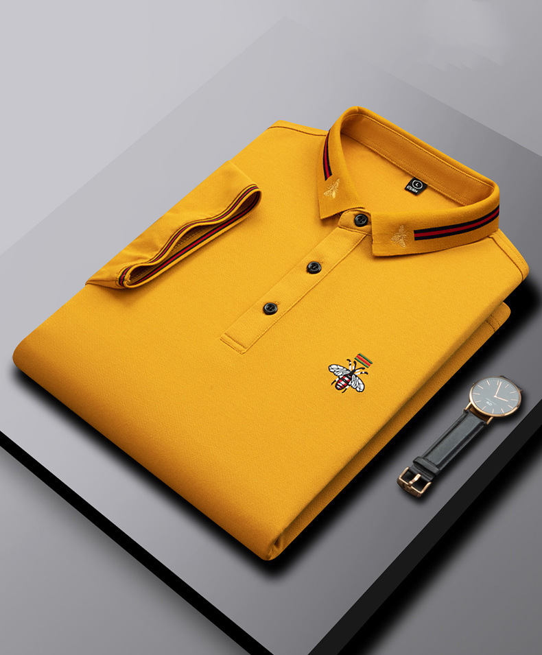 Modisches Herren-Poloshirt mit Bienenstickerei und Kurzen Ärmeln und Revers