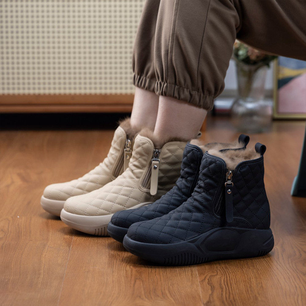 Neue Fleece-Damenstiefel mit dicker Sohle