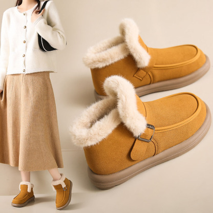 Wintersamt verdickte warme Slip-on-Damenstiefel