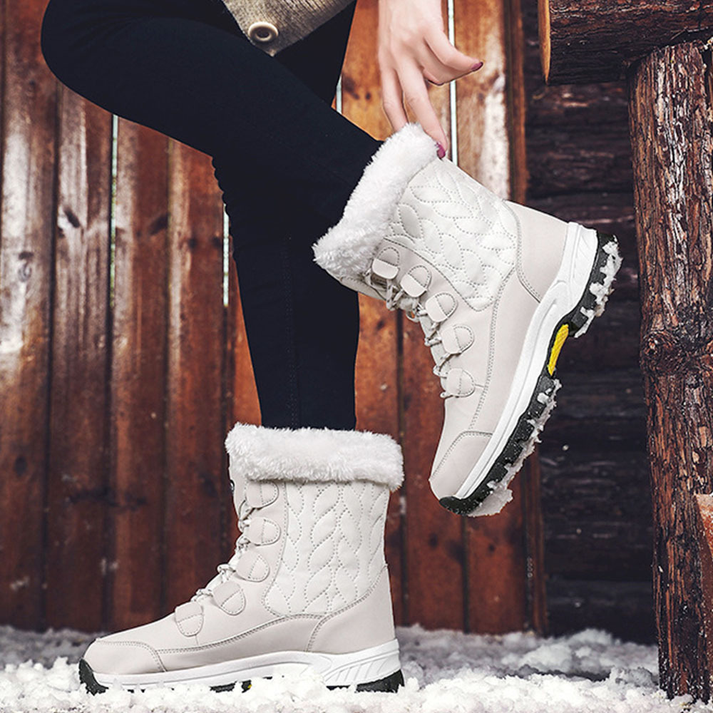 Winterverdickte und samtige High-Top-Schneestiefel für Damen