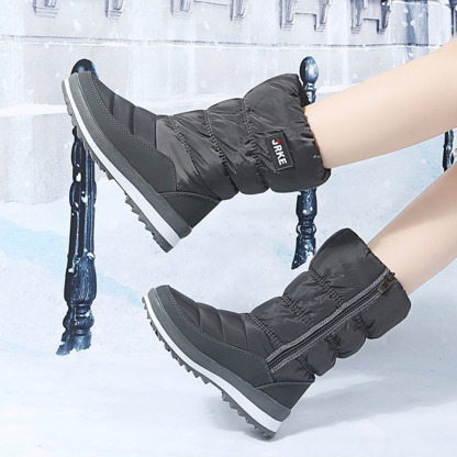 Damen-Schneestiefel mit dicker Sohle und mittelhohem Fleece aus Fleece